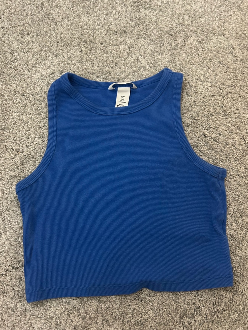 Ribbed Cobalt Blue Crop Tank Top